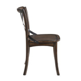 English Elm Dark Oak and Black Side Chair With X Shape Back (Set Of 2)