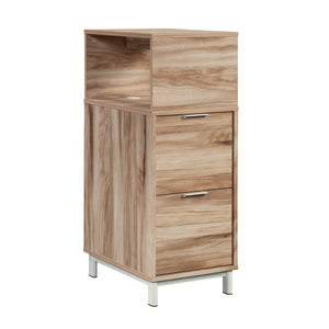 English Elm File File Tower Acacia Wood finish with Two Full-Extension Drawers, Metal Frame, Compact 28x21x32.5 B356P354440
