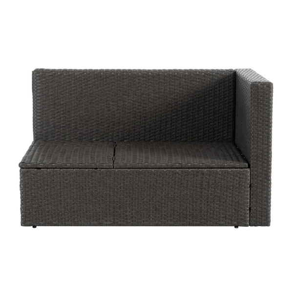 English Elm Patio 7-Piece Pe Wicker Furniture Set With Lounger Sofa, Cushions, And Glass Table For Outdoor Comfort W1703S00029-GIGA