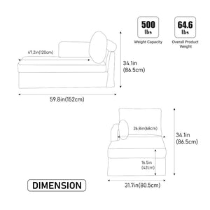English Elm 31.69" Chenille Modular Sofa Bed with Pocketed Springs and Metal Legs for Apartments W3189P438360