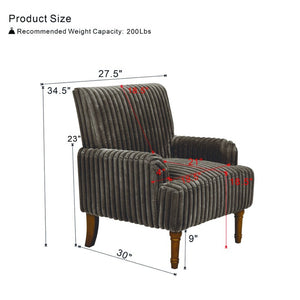 English Elm Modern Wide Wale Corduroy Accent Chair Solid Wood Legs Upholstered Living Room Seat Dark Coffee W5568P445691