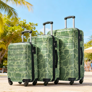 English Elm Hardshell Polycarbonate Luggage Set Three Piece Tsa Lock Spinner Travel Suitcases Green N732P306618F