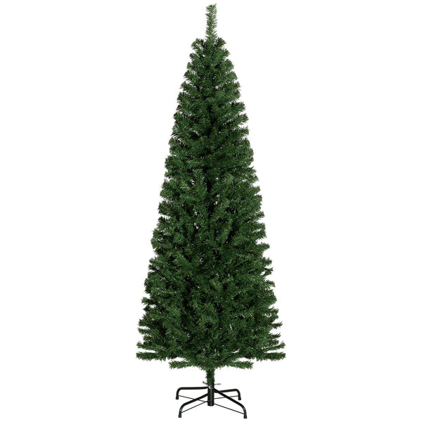 English Elm Homcom 6Ft Slim Douglas Fir Christmas Tree - Realistic, Unlit Artificial Tree For Small Spaces & Décor W2225P249650