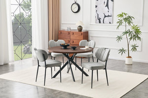 English Elm Round Foldable Mdf Dining Table with Radial Legs for Small Space Bistro Interiors Dark Walnut W3493P462092