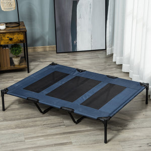 English Elm PawHut Heavy Duty 43" Steel Dog Crate with Wheels, Removable Tray, Top Access & Foldable Bowl Holder Dark Blue W2225P217563