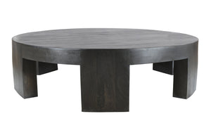 English Elm Six Legs Premium Round Coffee Table Dark Gray Solid Wood 63x63x19in Sturdy 6-Leg Rustic Handmade Finish B024P304048