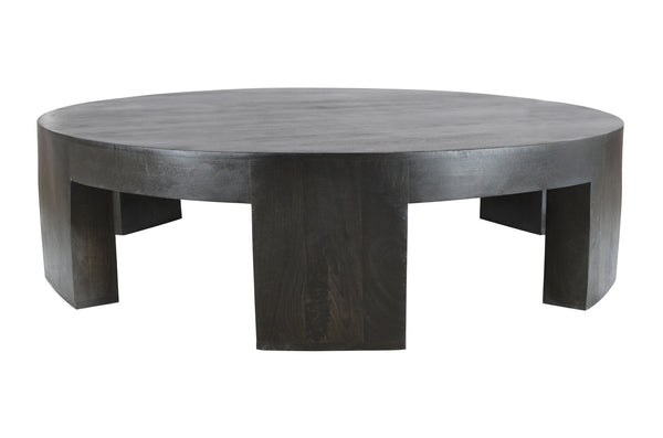 English Elm Six Legs Premium Round Coffee Table Dark Gray Solid Wood 63x63x19in Sturdy 6-Leg Rustic Handmade Finish B024P304048