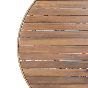 English Elm Durable Outdoor Round Acacia Wood Wicker Dining Table Seats Six Patio Entertainer Teak N770P345268T