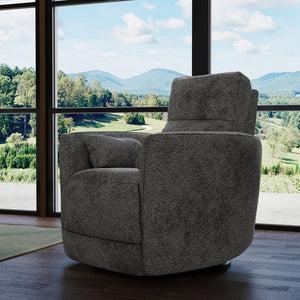 English Elm Global Swivel Recliner With Manual Footrest & Plush Pillows - Stylish Milan Graphite Comfort Seat B339P333960