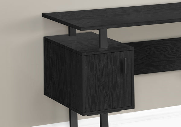 English Elm Computer Desk - Modern Black Laminate Home Office Workstation With Storage Cabinets & Metal Legs B2710P221291