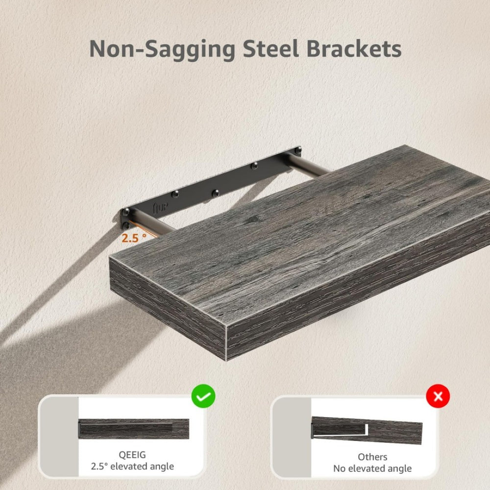 English Elm Bathroom Floating Shelves Matte Steel Set of 2 Farmhouse Wall Mounted Storage Grey W2181P474866