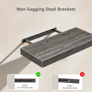 English Elm Bathroom Floating Shelves Matte Steel Set of 2 Farmhouse Wall Mounted Storage Grey W2181P474866