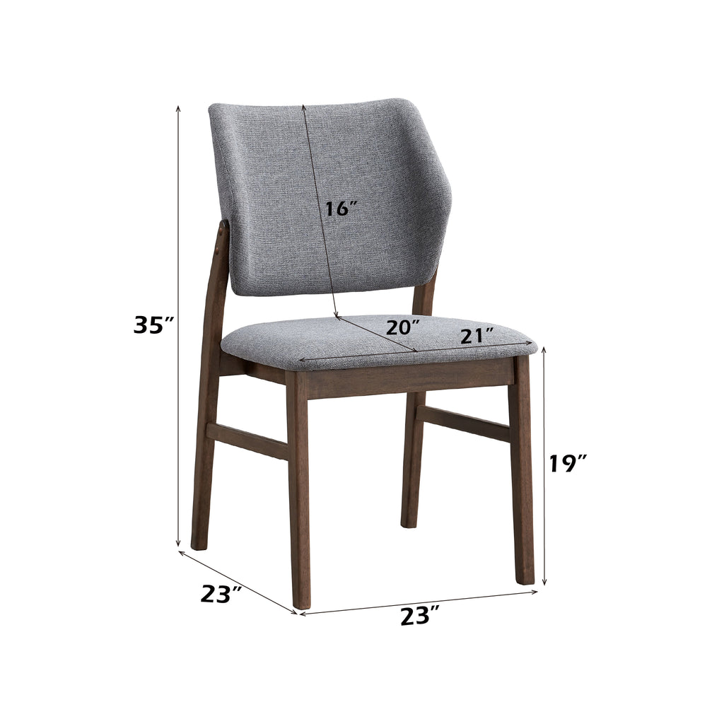 English Elm Sarha Light Gray Fabric & Walnut Finish Side Chair Set of 2 — Padded Linen Seats, Solid Rubberwood Frame, 220lb Capacity B2726P391815