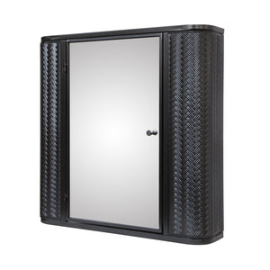 English Elm Wall-Mounted Antique Black Mirrored Medicine Cabinet with Steel Frame, 2 Shelves, Space-Saving Organizer W3122P272885