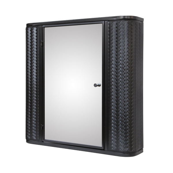 English Elm Wall-Mounted Antique Black Mirrored Medicine Cabinet with Steel Frame, 2 Shelves, Space-Saving Organizer W3122P272885