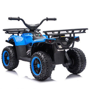 English Elm 24v Dual Motor Kids Atv Ride on with Led Lights Bluetooth Storage Racks Off Road Blue W1578P390449