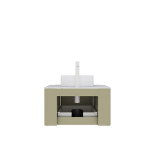 English Elm Dina Floating Bathroom Vanity with Sintered Stone Top and Crystal Glass Basin Light Green,White W2615S00559