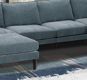 English Elm Modern Modular 6-Piece Sectional Set - Versatile U-Shaped Couch With Armless Chairs & Ottoman B011S01579