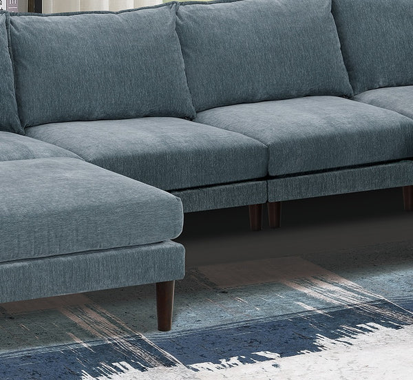 English Elm Modern Modular 6-Piece Sectional Set - Versatile U-Shaped Couch With Armless Chairs & Ottoman B011S01579