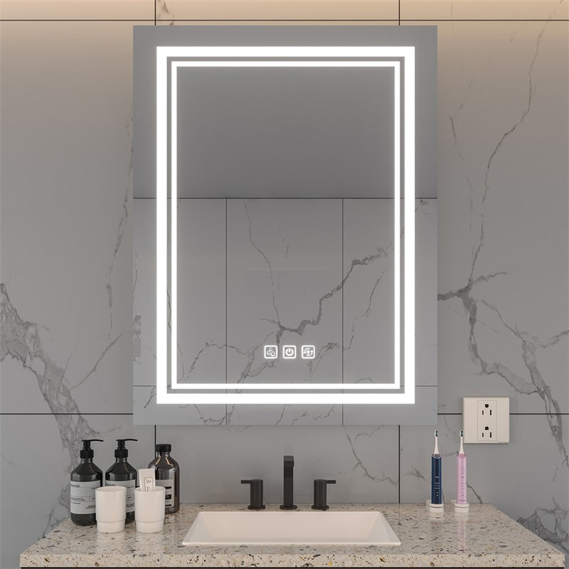 English Elm Bright Led Bathroom Mirror 32" X 24" With Anti-Fog, Dimmable Lighting & Hd Reflection For Modern Spaces T3177P296166