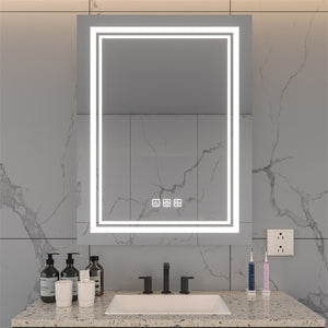 English Elm Bright Led Bathroom Mirror 32" X 24" With Anti-Fog, Dimmable Lighting & Hd Reflection For Modern Spaces T3177P296166