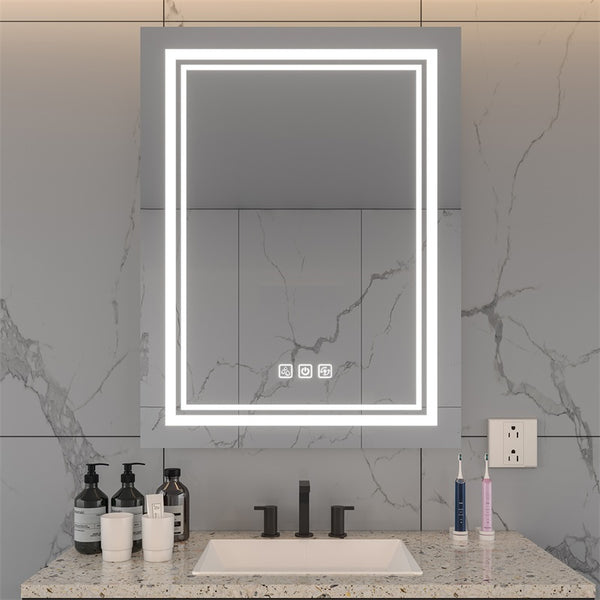 English Elm Bright Led Bathroom Mirror 32" X 24" With Anti-Fog, Dimmable Lighting & Hd Reflection For Modern Spaces T3177P296166