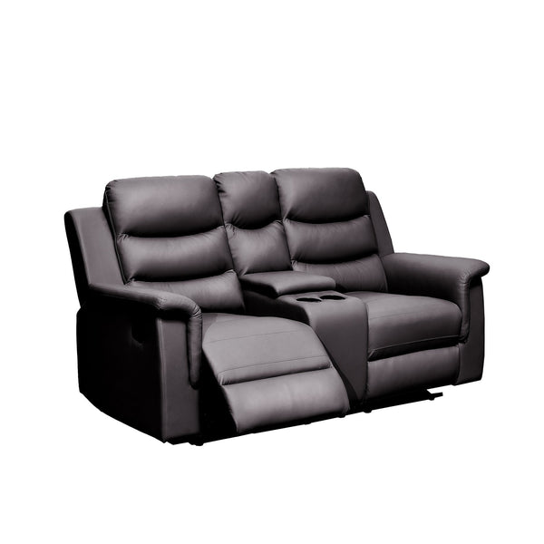 English Elm Reclining PU Loveseat Slipcover with Console & Cup Holders, Stretch Durable Recliner Cover Black W214S00021