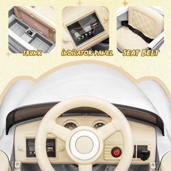 English Elm 12v Chevrolet 3100 Licensed Vintage Pickup Ride on Truck with Led Lights and Parent Remote White W1578P214179