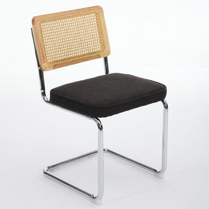 English Elm Mid Century Modern Dining Chairs Set Of 2 - Stylish Velvet Accent With Rattan Back & Chrome Base W1143P342096