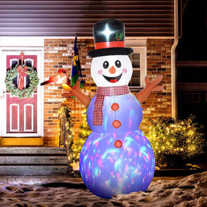 English Elm Outsunny 7.9' Inflatable Snowman With Colorful Led Lights – Perfect Holiday Lawn Decoration & Party Focal Point W2225P249942-GIGA
