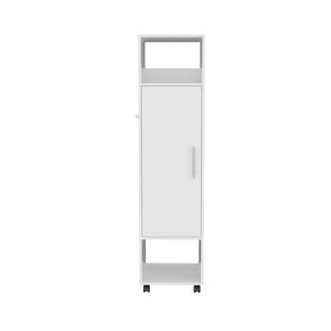 English Elm Cluster 63" Tall Wardrobe with Mirror, Shelves, Casters & Hanging Rod for Compact Room Organization White 42.2 L x 23.3 W x 6 H B200P240238