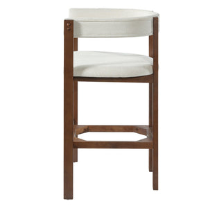 English Elm Bar Stools Set of 2 Rubberwood Barrel Back Counter Height Kitchen Island Seating Beige N771P375076D