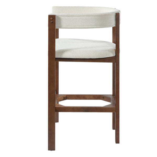 English Elm Bar Stools Set of 2 Rubberwood Barrel Back Counter Height Kitchen Island Seating Beige N771P375076D