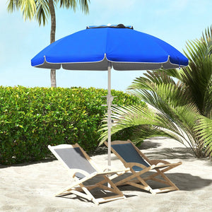 English Elm Outsunny 5.7' Portable Beach Umbrella With Uv40+ Protection, Adjustable Height & Built-In Cup Holders W2225P200535-GIGA