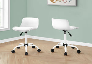 English Elm Office Chair, Adjustable Ergonomic Design, Stylish White Leather Look For Kids' Desk & Gaming B2710P219781