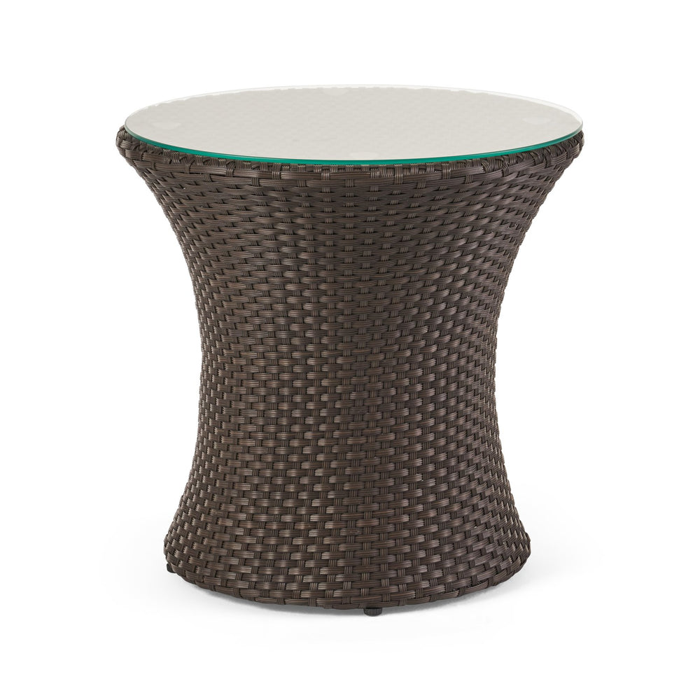 English Elm Christopher Knight Home® - KONO Woven Outdoor 3-Piece Patio Chat Set with Aluminum Frame, Tempered Glass Table, Cushions Brown+Beige 53142.00ALUBRN