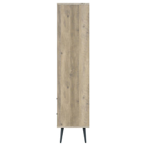 English Elm Minerva Staggered Shelf Bookcase with Drawers in Distressed Pine Scandinavian Style B062P447806