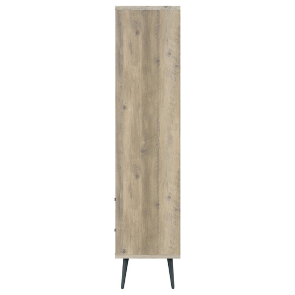 English Elm Minerva Staggered Shelf Bookcase with Drawers in Distressed Pine Scandinavian Style B062P447806