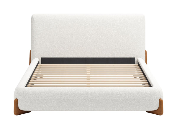 Zuo Modern Baris Modern Queen Bed - Stylish Polyester Fabric Design For Contemporary Home Décor Solutions White 100% Polyester,Rubberwood,Mdf,Plywood 110663-zuo-modern