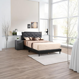 English Elm Elegant Tufted Queen Bed Frame with Adjustable Headboard, Support Slats & Durable Legs for Comfort and Style Black 5.5 L x 22.5 W x 65.5 H B078118231