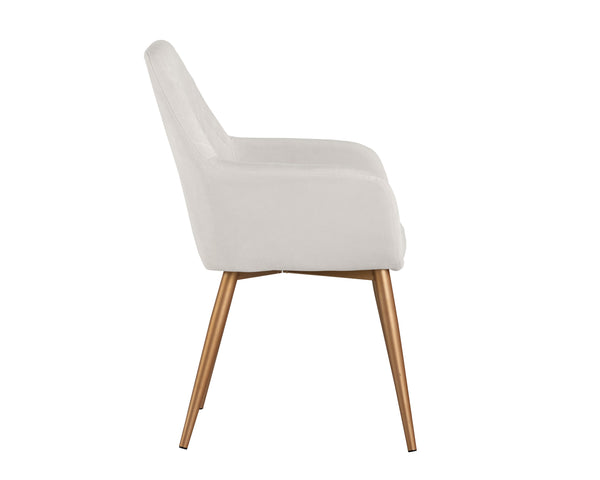 Sunpan Jayna Dining Armchair - Chic Comfort with Elegant Diamond Tufting, Perfect for Stylish Dining Spaces Champagne Gold / Antonio Linen