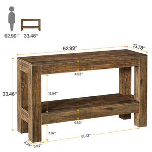 English Elm Practical Geometric Console Table with Matte Black Wood Grain Finish for Entryway or Sofa T3971P453725