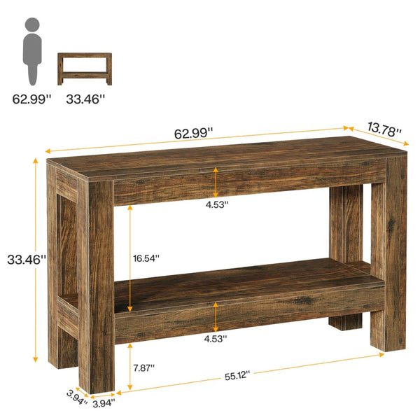 English Elm Practical Geometric Console Table with Matte Black Wood Grain Finish for Entryway or Sofa T3971P453725