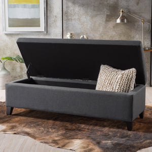 English Elm Christopher Knight Home® - HARTFORD Storage Ottoman with Hidden Compartment, Birch Wood Legs, Soft-Close Hinges, 50.5" W Dark Gray 73766.00FDGRY
