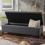 Hearth and Haven Xenon Fabric Upholstered Storage Bench with Birch Wood Legs, Dark Grey 73766.00FDGRY