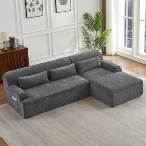 English Elm Chenille L-Shape Luxury Sectional Sofa - Oversized Comfy Sleeper Couch For Modern Living Spaces W2339S00070