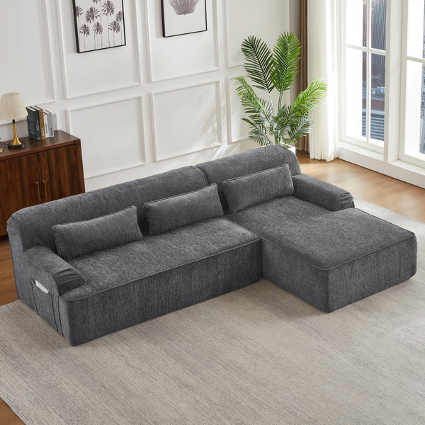 English Elm Chenille L-Shape Luxury Sectional Sofa - Oversized Comfy Sleeper Couch For Modern Living Spaces W2339S00070