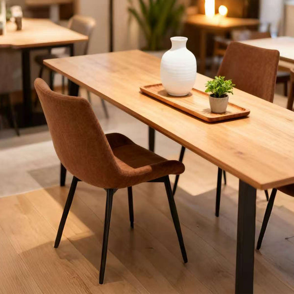 English Elm Modern Dining Chairs Set of 4 Brown PU Leather Upholstered Seats, Metal Legs, 300lb Capacity, Easy Clean W3851P368606