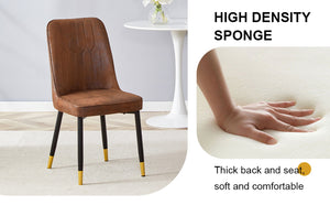 English Elm Brown Velvet Dining Chair Set of Two with Black Metal Legs and Gold Accent Detail W1151P211986