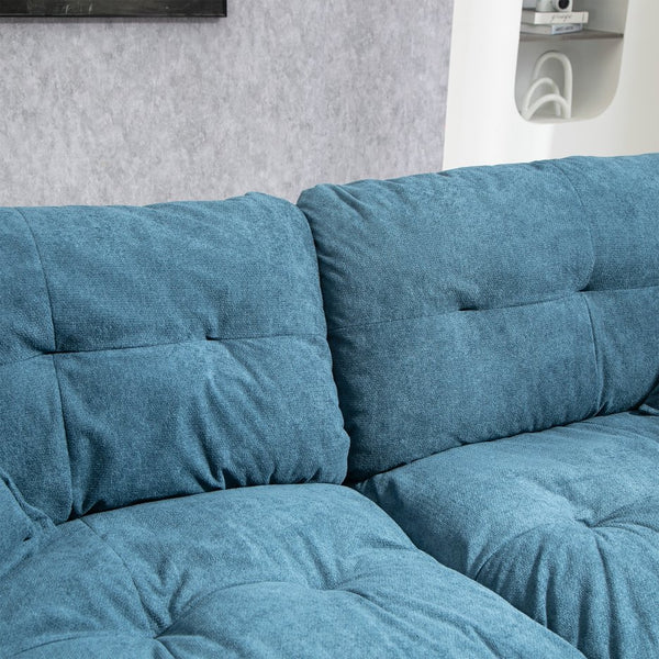 English Elm 84" Chenille Sofa Loveseat with Memory Foam & Pocket Springs, Plush Dual-Layer Comfort, Sturdy Frame Blue W676S00010